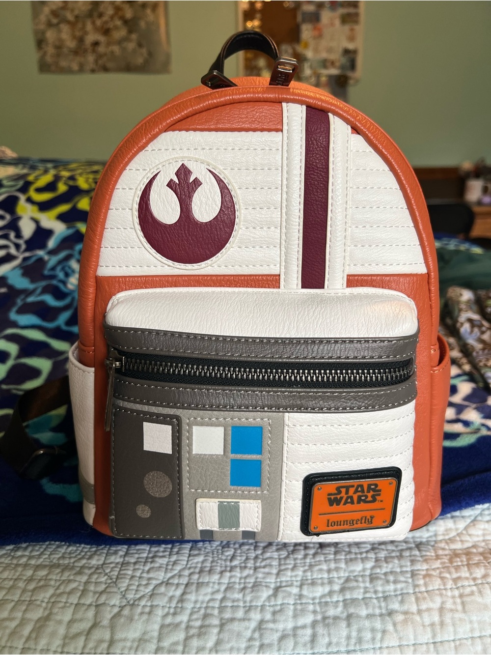 Loungefly Star Wars Rebel Pilot Cosplay Mini Backpack Orange & White